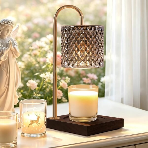 Candle Warmer Lamp with Timer Dimmer, Birthday Gifts for Women Mom, House Warming Gifts, Elegant New Home Decor, Wax Warmer for Jar Candles, Heater Lamp for Scented Wax, Black Glass