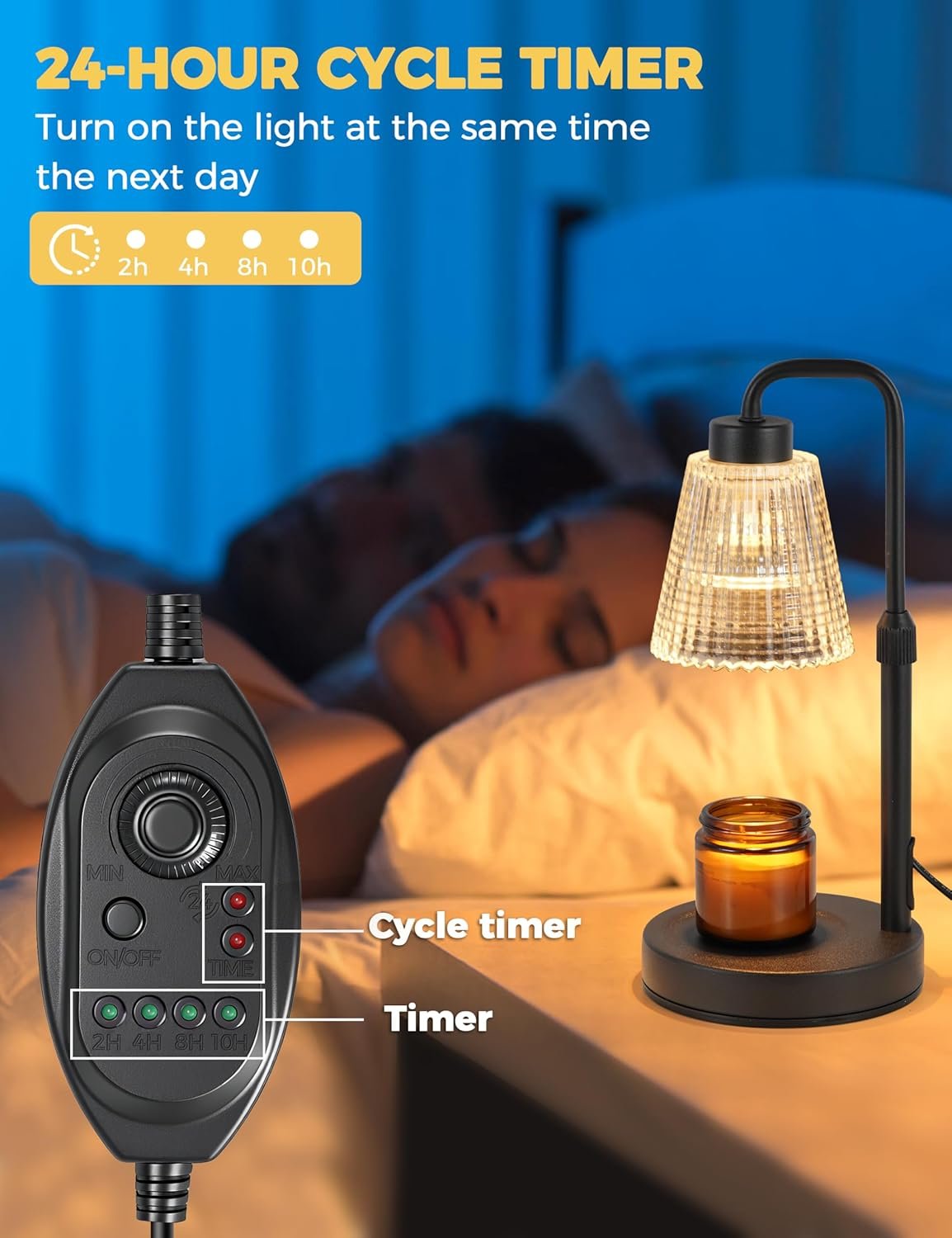 GODONLIF Candle Warmer Lamp with Cycle Timer, Birthday Gifts for Women Mom Her, House Warming Gifts New Home Room Decor, Wax Melt Warmer for Jar Candles with 2 Bulbs - Image 4