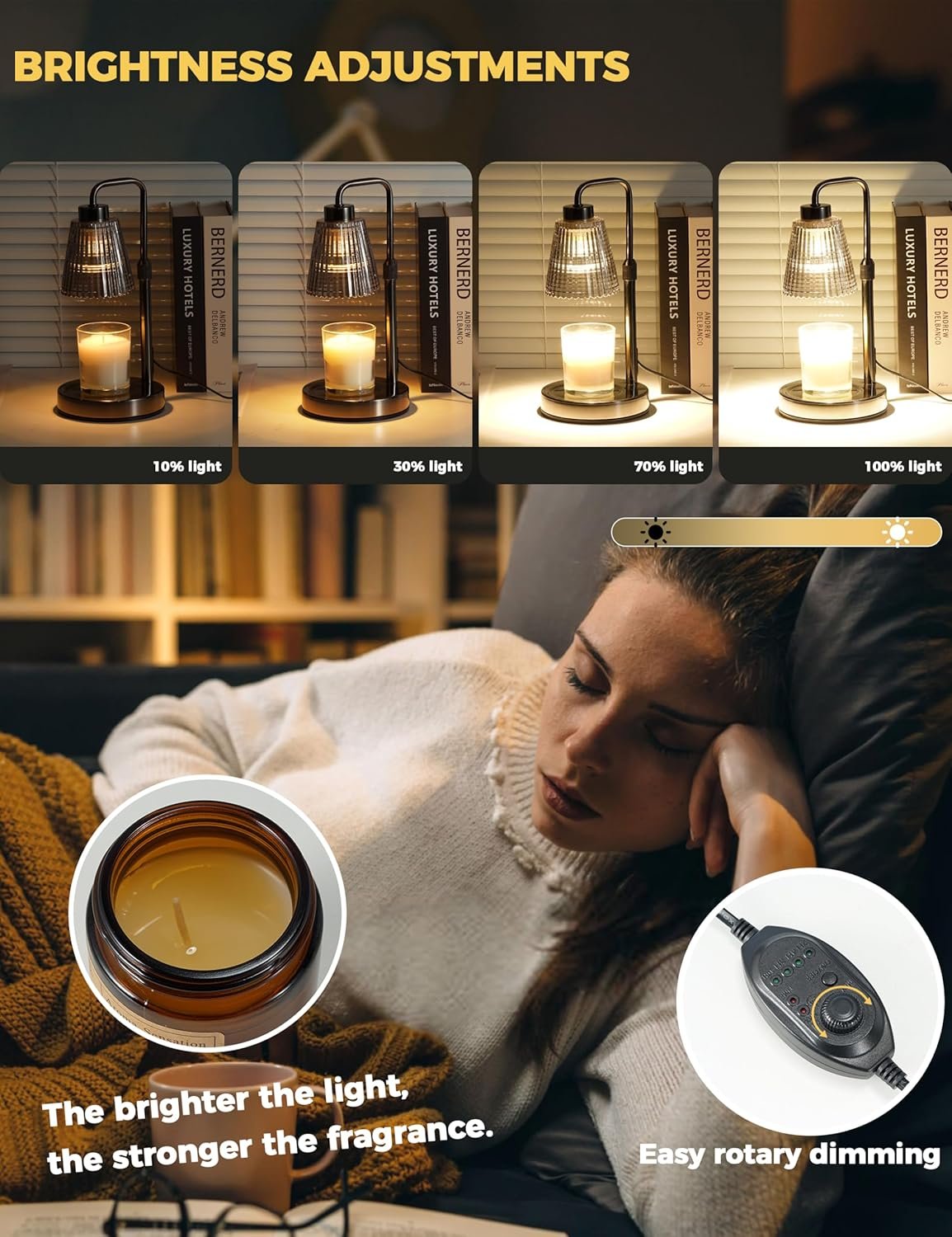 GODONLIF Silver-GrayCandle Warmer Lamp with Cycle Timer, Birthday Gifts for Women Mom Her, House Warming Gifts New Home Room Decor, Wax Melt Warmer for Jar Candles with 2 Bulbs - Image 3