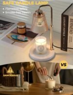 Candle Warmer Lamp with Timer Dimmable, Birthday Gifts for Women Mom, House Warming Gifts New Home Decor, Wax Melt Warmer for Jar Candles with 2 Bulbs, White Marble Base