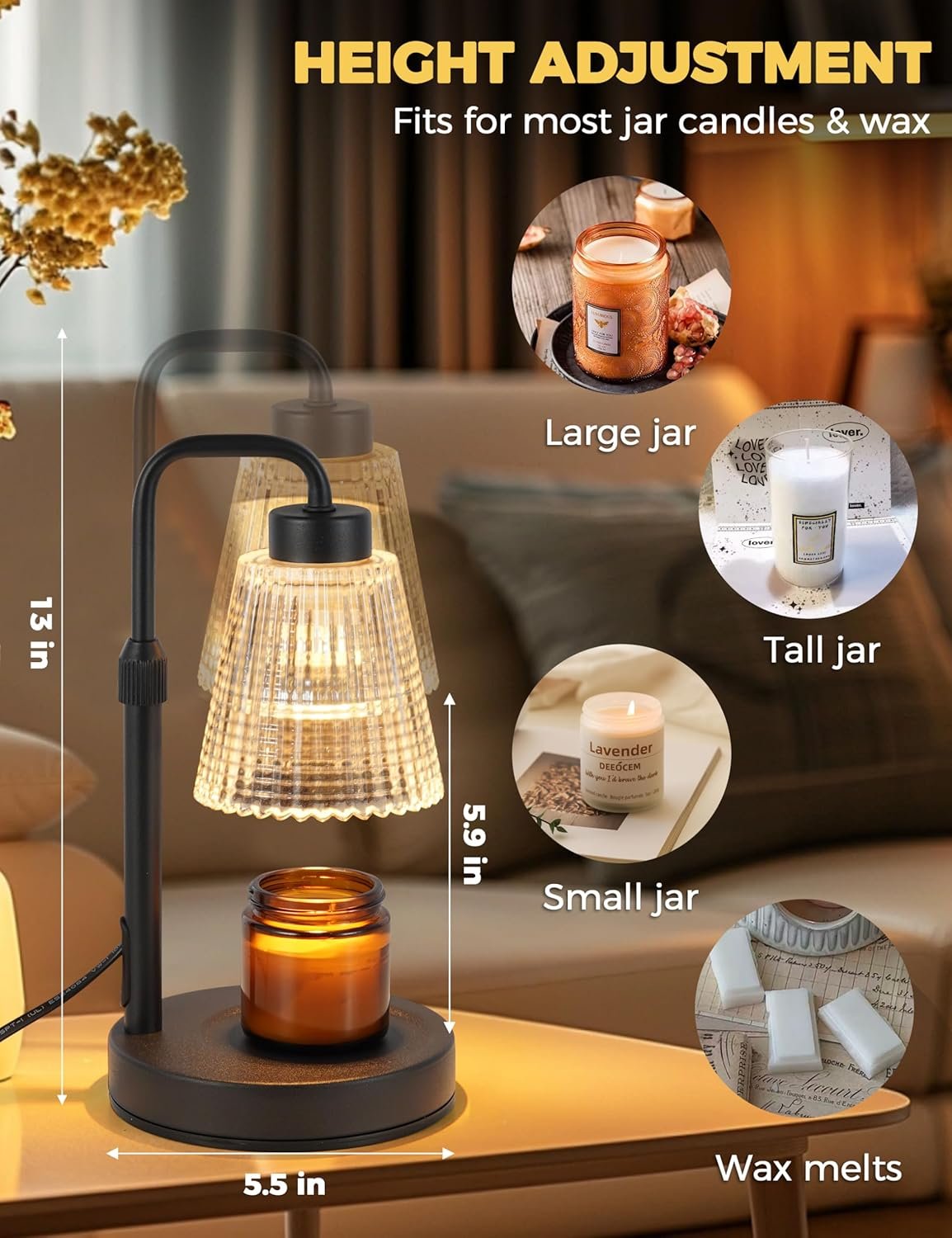 GODONLIF Candle Warmer Lamp with Cycle Timer, Birthday Gifts for Women Mom Her, House Warming Gifts New Home Room Decor, Wax Melt Warmer for Jar Candles with 2 Bulbs - Image 5