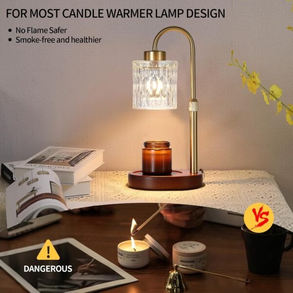 Candle Warmer Lamp with Dimmer and Timer,Home Decor Lamp for Scented Jar,Antique Brass Electric Wax Melt Warmer,Mother's Day\/Birthday\/Christmas Gifts for Mom\/Wife,Adjustable Height,with 2 Bulbs