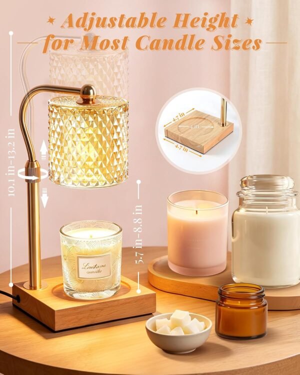 Candle Warmer Lamp with Timer Dimmer Adjustable Height, Mothers Day Gifts for Mom, Birthday Gifts for Women, House Warming New Home Decor, Electric Wax Warmer for Jar Candles, Gold