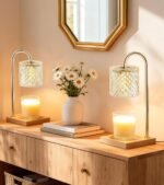2 Pack Candle Warmer Lamp with Timer & Dimmer, Perfect Housewarming & Birthday Gifts for Women and Mom, Stylish Home Decor for Scented Wax & Jar Candles, Elegant Clear Glass Design