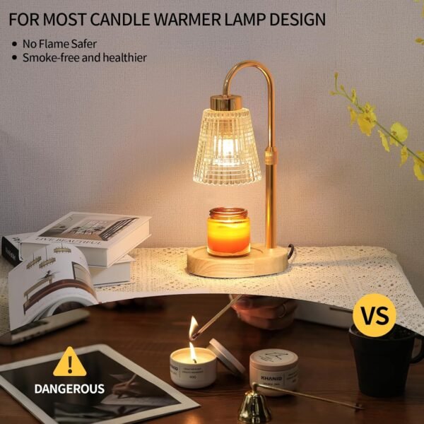 Gold Candle Warmer Lamp with Timer and Dimmer,Fragrance Electric Wax Melt Warmer with 2 Bulbs,Scented Jar Lamp,Mother's Day\/Birthday\/Christmas Gifts for Mom\/Wife,Home Decor,Adjustable Height