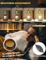 Candle Warmer Lamp with Timer Dimmable, Birthday Gifts for Women Mom, House Warming Gifts New Home Decor, Wax Melt Warmer for Jar Candles with 2 Bulbs, Green Marble Base