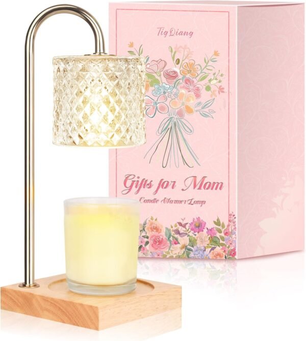 Candle Warmer Lamp, Candle Lamp Wax Warmer, Timer & Dimmer 7-Levels, Fits Cup Jar Candle, Top Melting, Crystal Heater Lamp for Scented Wax, Elegant Home Decor, Clear Glass