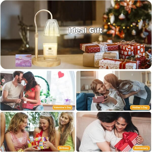 TOACSUCP Candle Warmer Lamp with 3 Bulbs, Adjustable Height Dimmable Candle Warmer with Timer, Compatible with Large Jar Candles, Candle Lamp with Charming Gift Box for Her\/Him