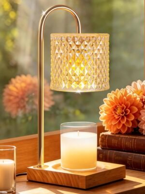 Candle Warmer Lamp with Timer Dimmer, Birthday Gifts for Women Mom, House Warming Gifts, Elegant New Home Decor, Wax Warmer for Jar Candles, Heater Lamp for Scented Wax, Amber Glass