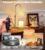 Candle Warmer Lamp, Candle Lamp Wax Warmer, Timer & Dimmer 7-Levels, Fits Cup Jar Candle, Top Melting, Crystal Heater Lamp for Scented Wax, Elegant Home Decor, Brass Glass
