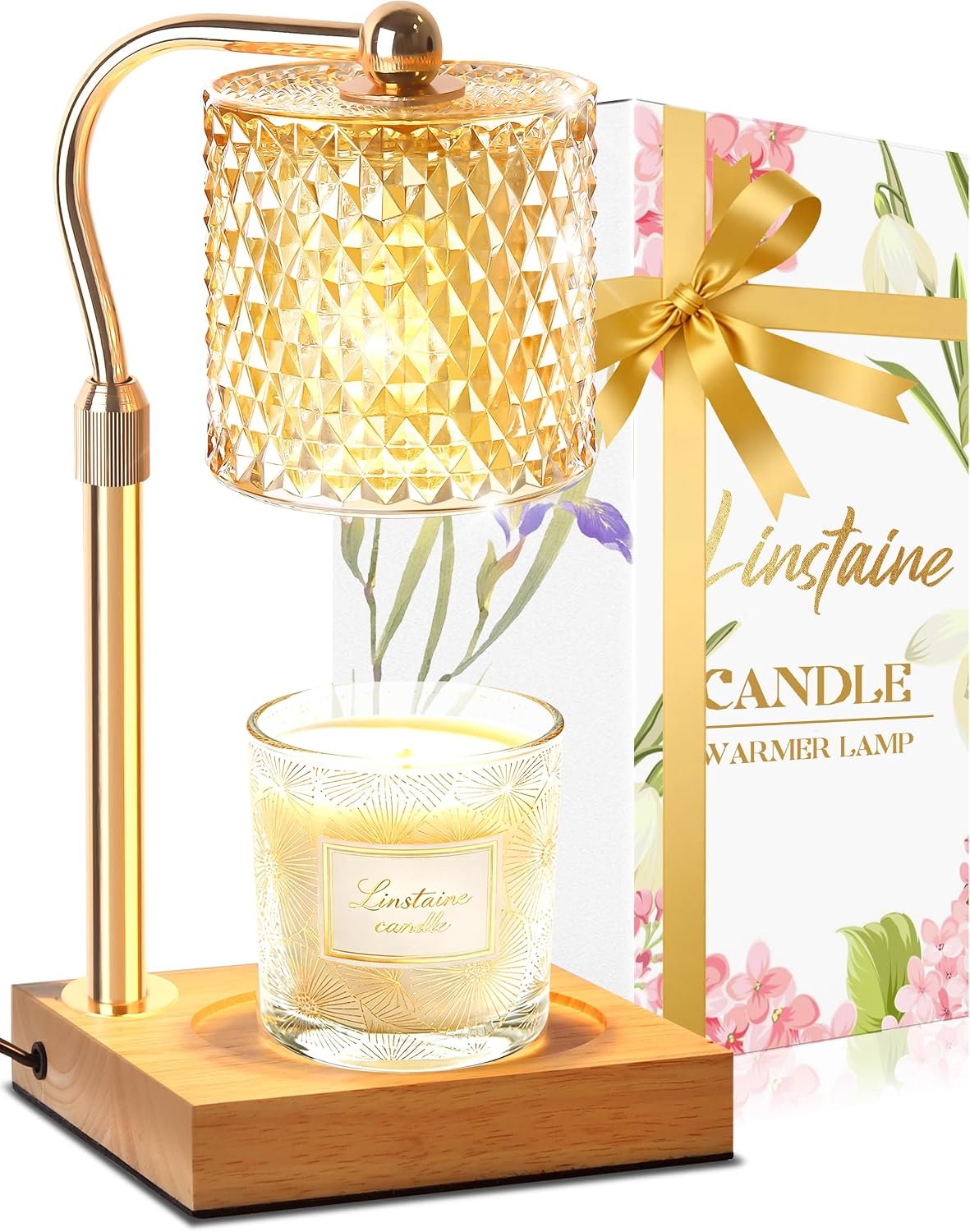 Linstaine Candle Warmer Lamp with Timer Dimmer Adjustable Height, Mothers Day Gifts for Mom, Birthday Gifts for Women, House Warming New Home Decor, Electric Wax Warmer for Jar Candles, Gold