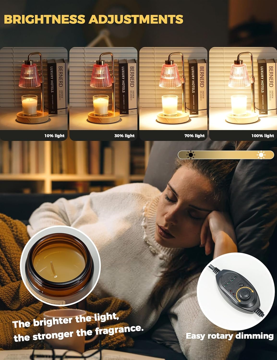 GODONLIF Pink Candle Warmer Lamp with Cycle Timer, Birthday Gifts for Women Mom Her, House Warming Gifts New Home Room Decor, Wax Melt Warmer for Jar Candles with 2 Bulbs - Image 3