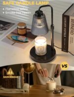 Candle Warmer Lamp with Timer Dimmable, Birthday Gifts for Women Mom, House Warming Gifts New Home Decor, Wax Melt Warmer for Jar Candles with 2 Bulbs, Black Marble Base