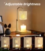 Candle Warmer Lamp, Candle Lamp Wax Warmer, Timer & Dimmer 7-Levels, Fits Cup Jar Candle, Top Melting, Crystal Heater Lamp for Scented Wax, Elegant Home Decor, Brass Glass