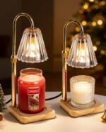 Candle Warmer Lamps 2 Pack, Electric Wax Warmer Lamp with Timer for Jar Candles, Aesthetic Home Decor, Housewarming Gifts for Women, Adjustable Height Clear