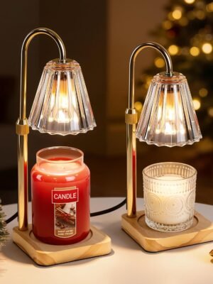 Candle Warmer Lamps 2 Pack, Electric Wax Warmer Lamp with Timer for Jar Candles, Aesthetic Home Decor, Housewarming Gifts for Women, Adjustable Height Clear