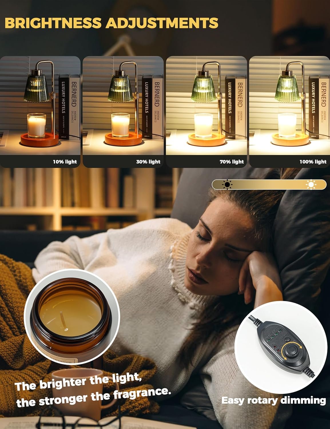 GODONLIF Green Candle Warmer Lamp with Cycle Timer, Birthday Gifts for Women Mom Her, House Warming Gifts New Home Room Decor, Wax Melt Warmer for Jar Candles with 2 Bulbs - Image 2
