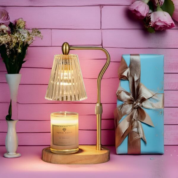 Candle Warmer Lamp - Candle Warmer Lamp with Timer and Dimmer Adjustable Height,Electric Wax Melt Warmer with 2 Bulbs for Scented Jar Candles Home Decor Mother's Day Gifts, Amber