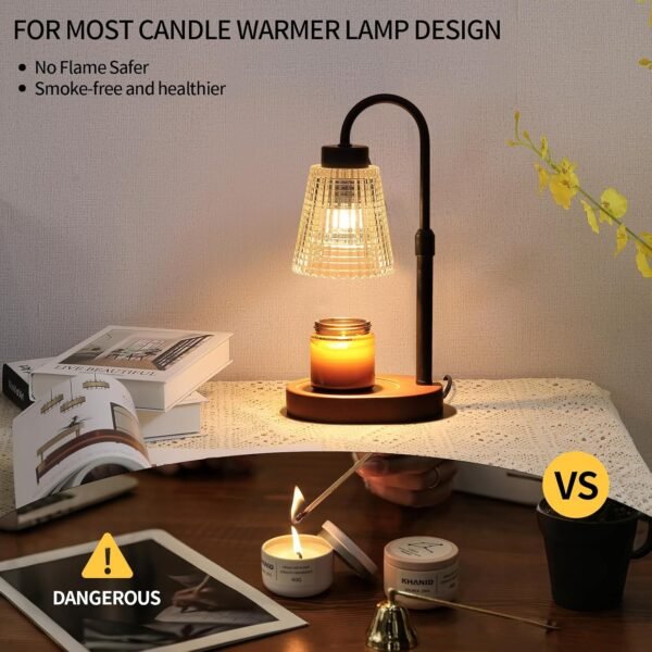 Black Candle Warmer Lamp WithTimer and Dimmer,Fragrance Electric Wax Melt Warmer with 2 Bulbs,Scented Jar Lamp,Mother's Day\/Birthday\/Gifts Christmas for Mom\/Wife,Home Decor,Adjustable Height