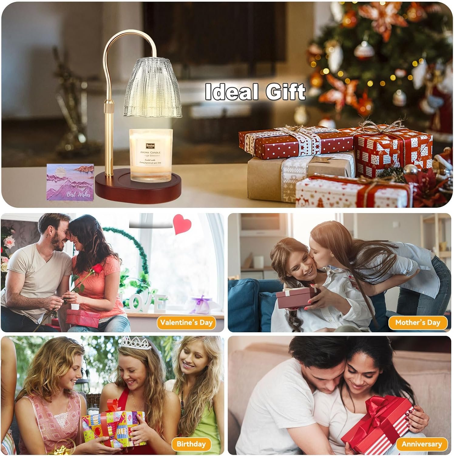 TOACSUCP Candle Warmer Lamp with 3 Bulbs, Adjustable Height Dimmable Candle Warmer with Timer, Compatible with Large Jar Candles, Candle Lamp with Charming Gift Box for Her\/Him - Image 6