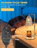 Gold Candle Warmer Lamp with Cycle Timer, Birthday Gifts for Women Mom Her, House Warming Gifts New Home Room Decor, Wax Melt Warmer for Jar Candles with 2 Bulbs
