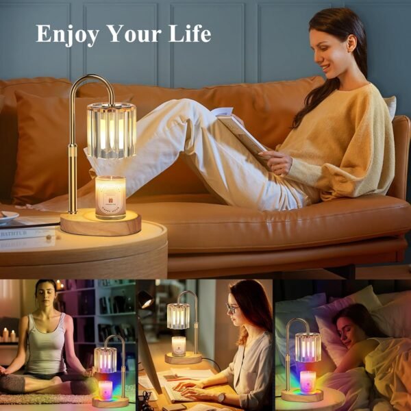 Candle Warmer Lamp, with RGB LED Lights,Timer and Dimmer, Adjustable Height, House Warming Gifts New Home Decor, Gifts for Women Mom, Wax Melt Warmer for Scented Jar Candles