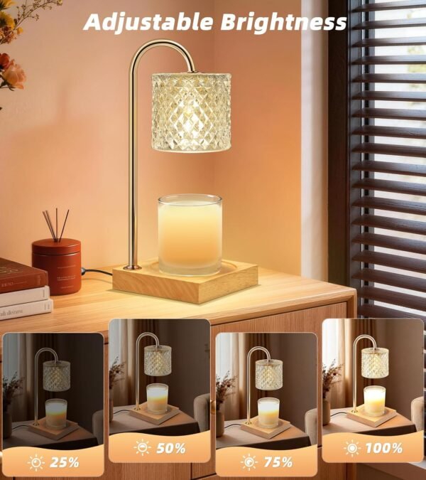 2 Pack Candle Warmer Lamp with Timer & Dimmer, Perfect Housewarming & Birthday Gifts for Women and Mom, Stylish Home Decor for Scented Wax & Jar Candles, Elegant Clear Glass Design