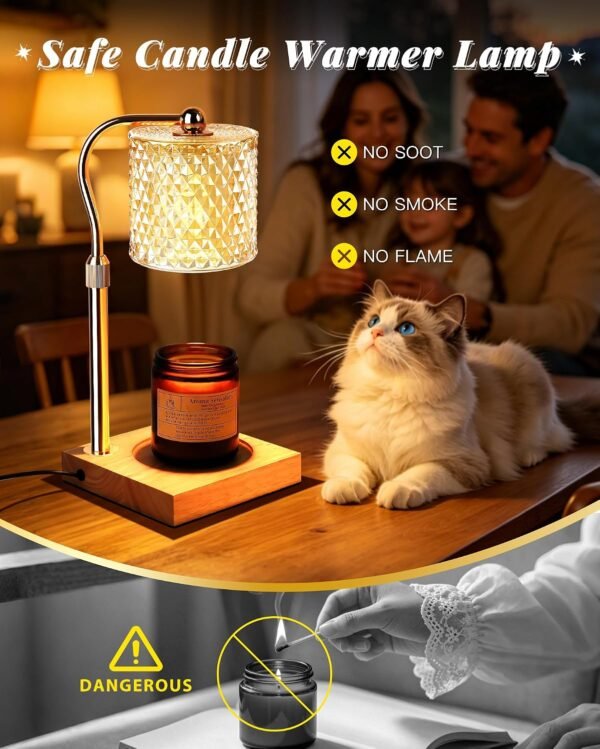 Candle Warmer Lamp with Timer Dimmer Adjustable Height, Mothers Day Gifts for Mom, Birthday Gifts for Women, House Warming New Home Decor, Electric Wax Warmer for Jar Candles, Gold