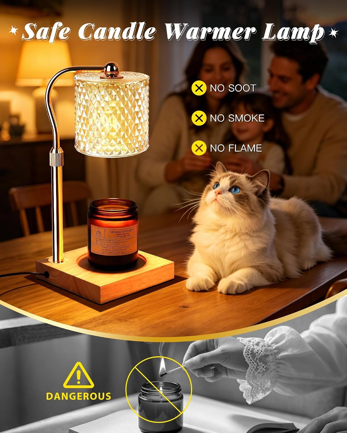 Linstaine Candle Warmer Lamp with Timer Dimmer Adjustable Height, Mothers Day Gifts for Mom, Birthday Gifts for Women, House Warming New Home Decor, Electric Wax Warmer for Jar Candles, Gold - Image 4