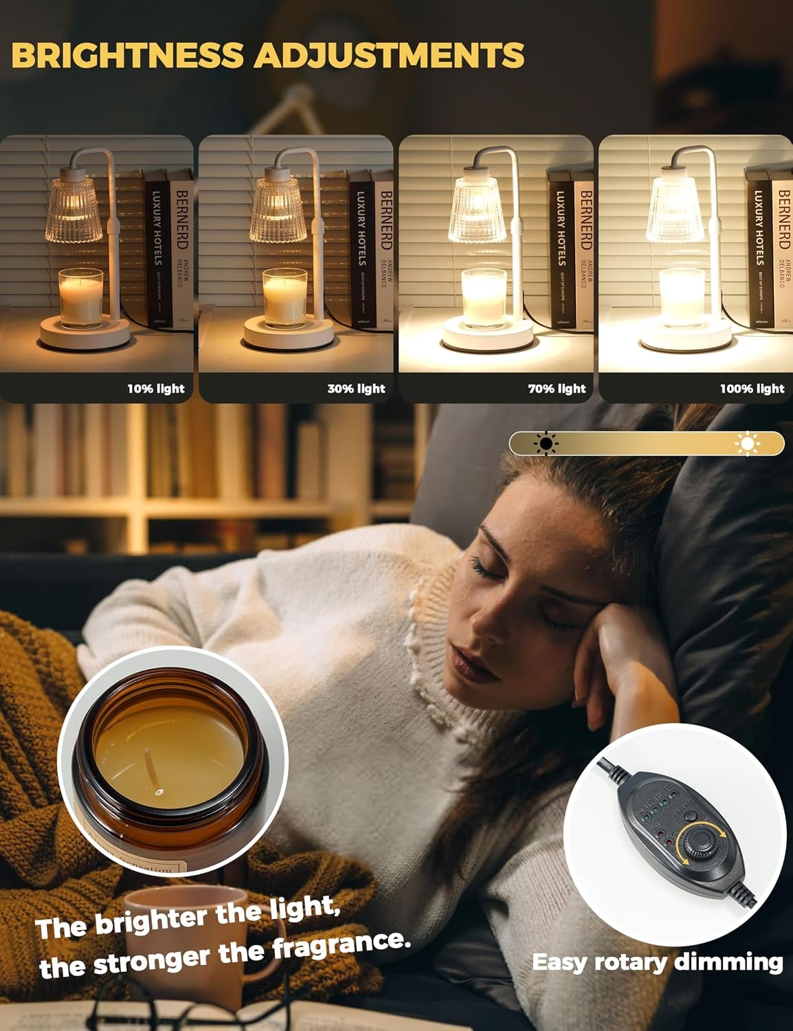 GODONLIF Candle Warmer Lamp with Timer Dimmable, Birthday Gifts for Women Mom, House Warming Gifts New Home Decor, Wax Melt Warmer for Jar Candles with 2 Bulbs - Image 3
