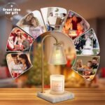 Gold and Marble Candle Warmer Lamp with Textured Glass Shade, Elegant Candle Lamp for Bedroom Living Room Kitchen, Luxury Home Decor Accent Lamp,Birthday Gift for Women