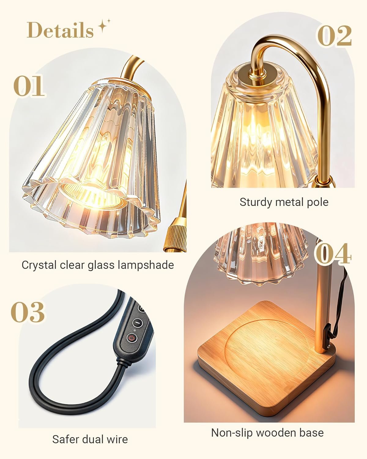 Marycele Candle Warmer Lamp with Timer & Dimmer - Mothers Day Gifts for Women Mom Her, Aesthetic Office Home Decor, Adjustable Height Wax Melter for Candle Jar & 3-Wick Candles (2 Bulbs Included) - Image 13