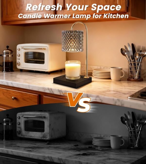 Candle Warmer Lamp with Timer Dimmer, Birthday Gifts for Women Mom, House Warming Gifts, Elegant New Home Decor, Wax Warmer for Jar Candles, Heater Lamp for Scented Wax, Black Glass