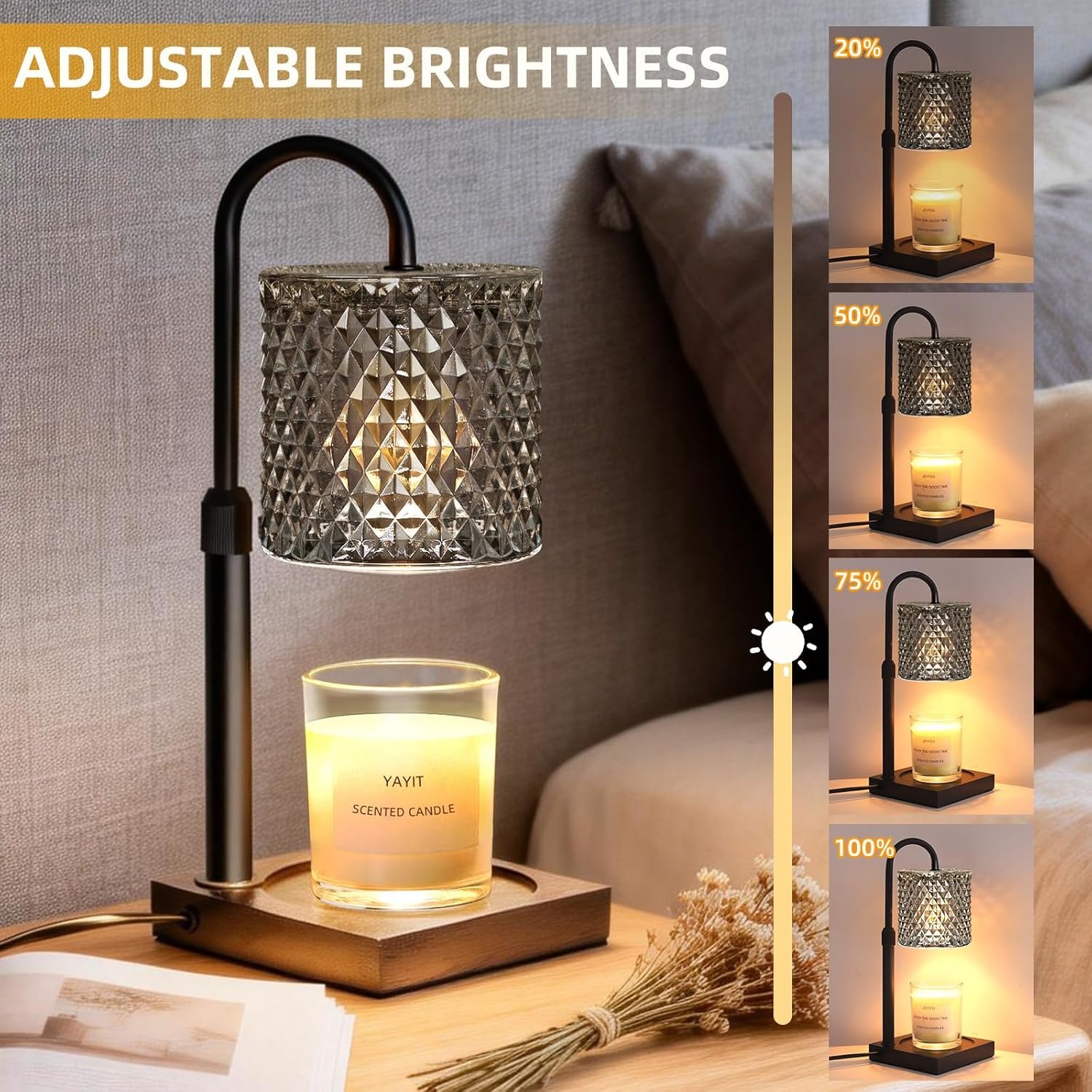 YAYIT Candle Warmer Lamp with Timer Dimmer Adjustable Height, Candle Warmer with 2 Bulbs for Jar Candles, Home Decor, for Women Birthday - Image 8