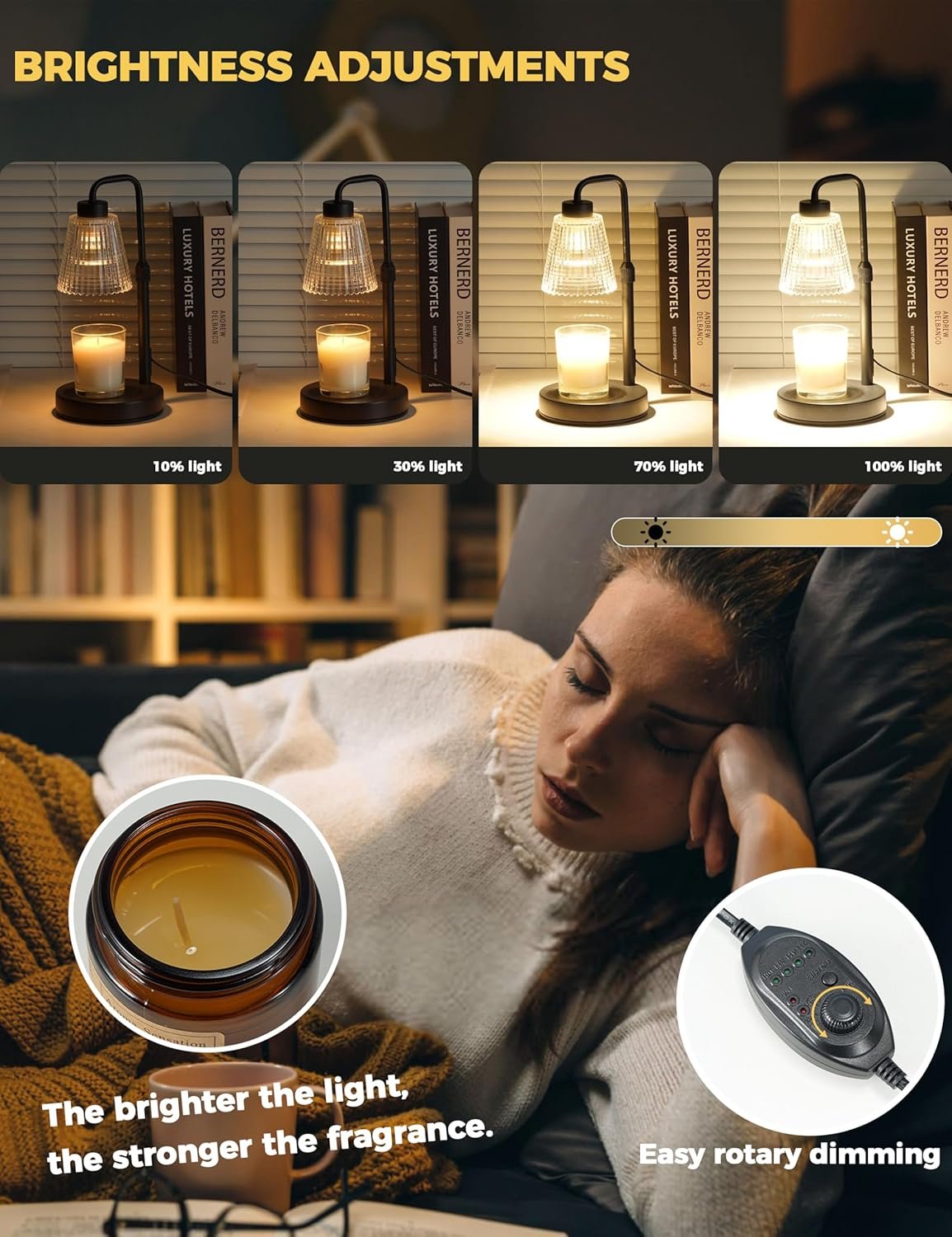GODONLIF Candle Warmer Lamp with Cycle Timer, Birthday Gifts for Women Mom Her, House Warming Gifts New Home Room Decor, Wax Melt Warmer for Jar Candles with 2 Bulbs - Image 3