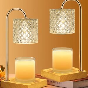 TigQiang 2 Pack Candle Warmer Lamp with Timer & Dimmer, Perfect Housewarming & Birthday Gifts for Women and Mom, Stylish Home Decor for Scented Wax & Jar Candles, Elegant Clear Glass Design