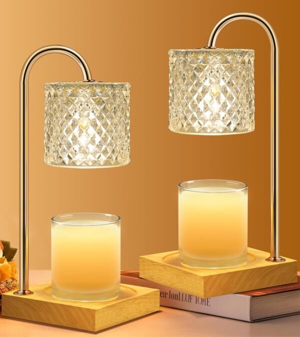 2 Pack Candle Warmer Lamp with Timer & Dimmer, Perfect Housewarming & Birthday Gifts for Women and Mom, Stylish Home Decor for Scented Wax & Jar Candles, Elegant Clear Glass Design